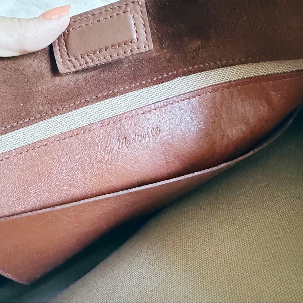 NWT Madewell essential suede bucket tote bag soft mahogany brown suede leather - Picture 12 of 16